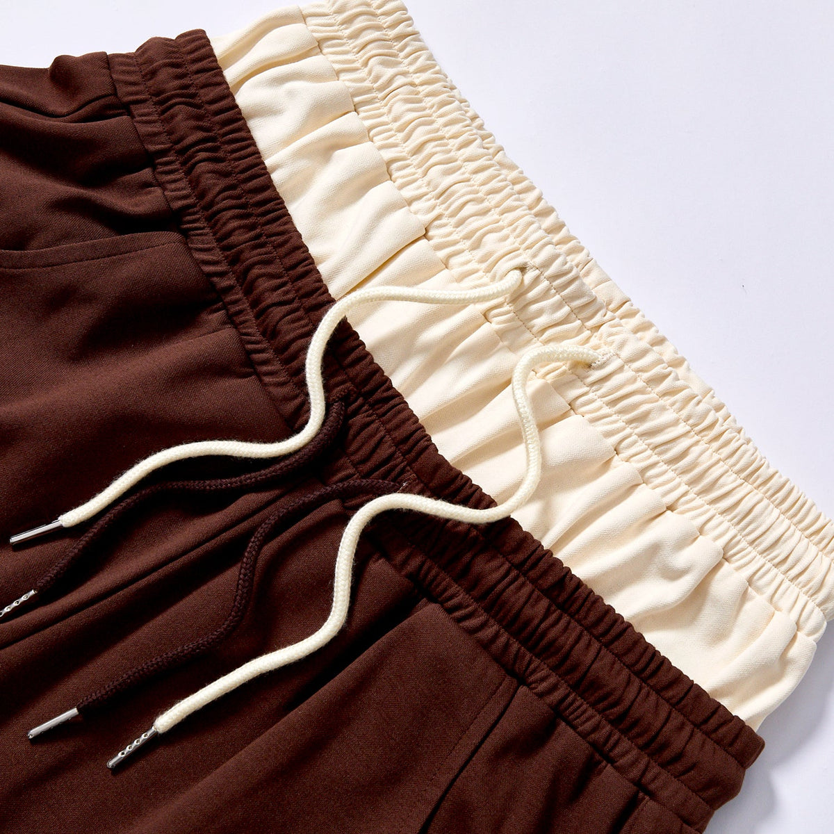 bulk wholesale drawstring loose knee fleece shorts matching two tone drawcord retro street summer athletic bottoms city walk couple matching set