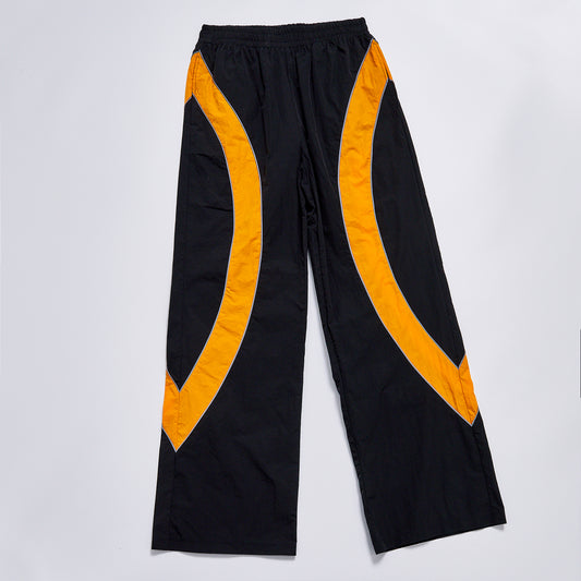 Custom Logo Reflective Piping Contrast Color Windbreaker Pants Unisex Spring Elastic Waist Wide Leg Streetwear Casual Racing Track Pants Jogger Trousers