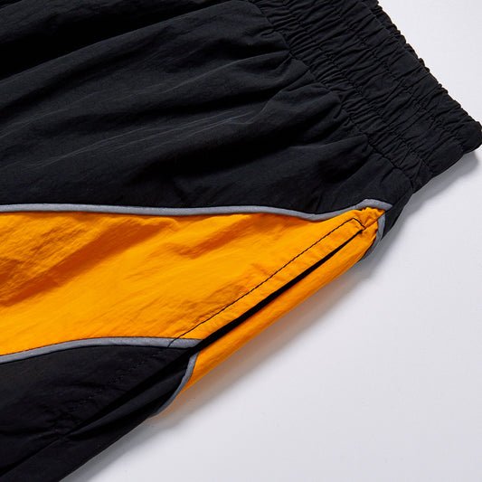 Custom Logo Reflective Piping Contrast Color Windbreaker Pants Unisex Spring Elastic Waist Wide Leg Streetwear Casual Racing Track Pants Jogger Trousers