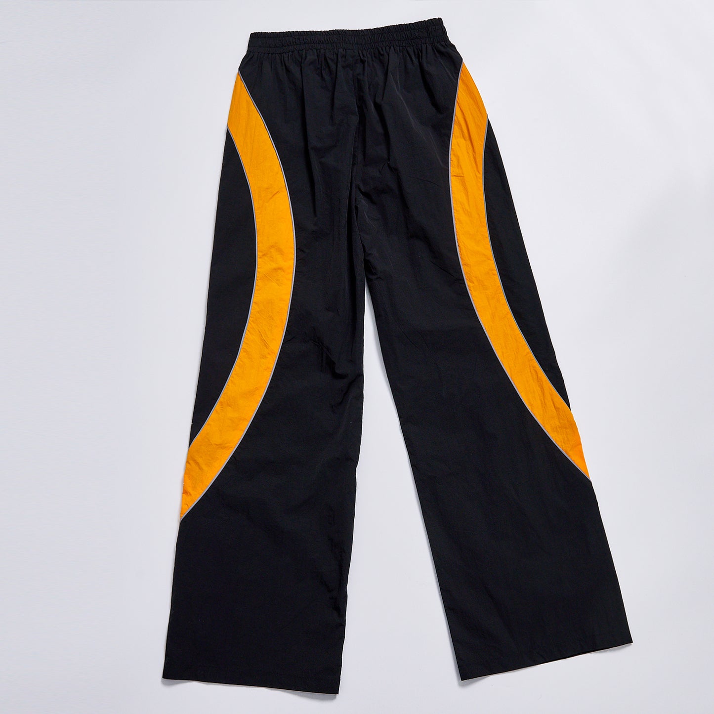 Custom Logo Reflective Piping Contrast Color Windbreaker Pants Unisex Spring Elastic Waist Wide Leg Streetwear Casual Racing Track Pants Jogger Trousers