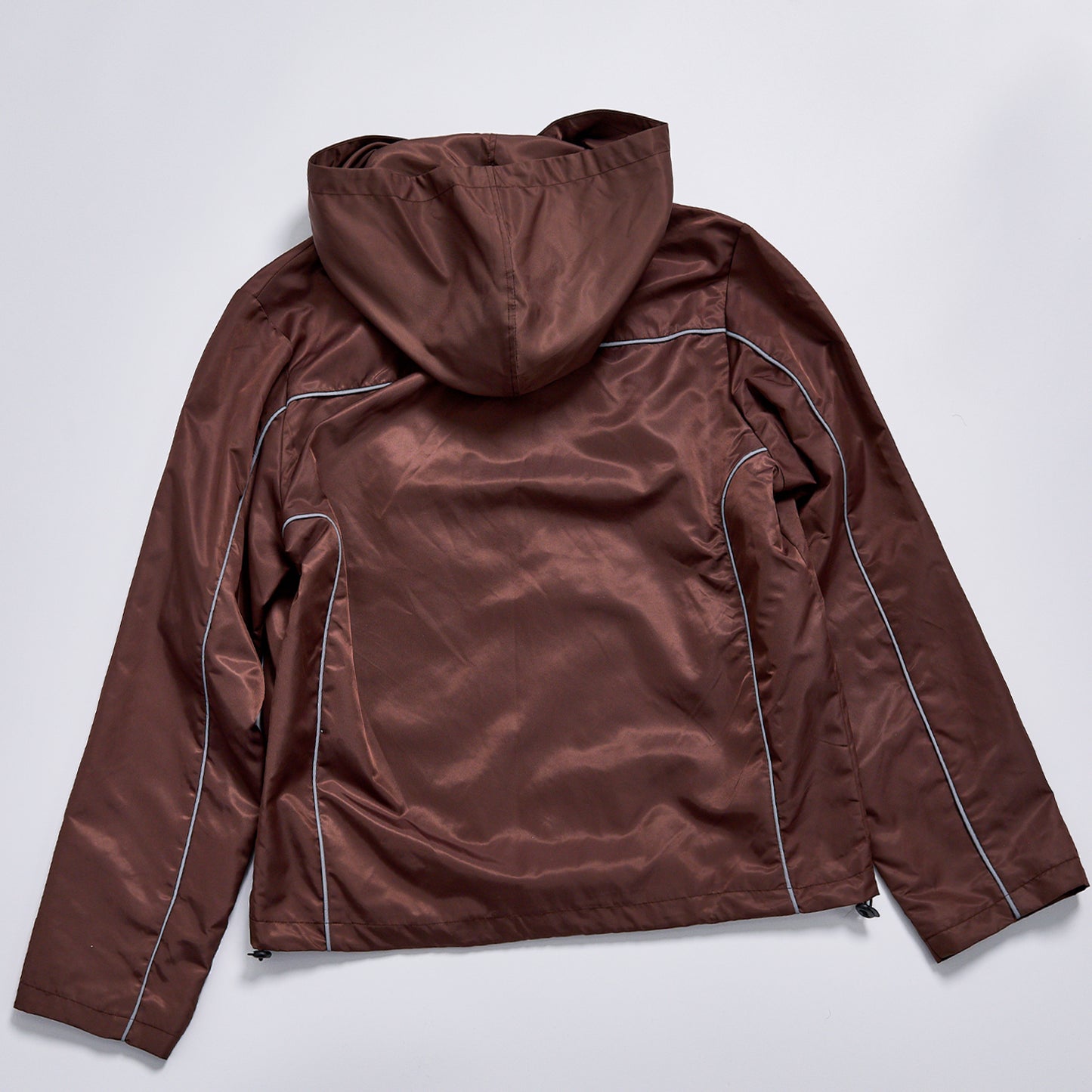 Custom Logo Reflective Piping Contrast Zipper Hooded Windbreaker Unisex Spring Zip Up Crop Jacket Streetwear Casual Racing Track Outerwear