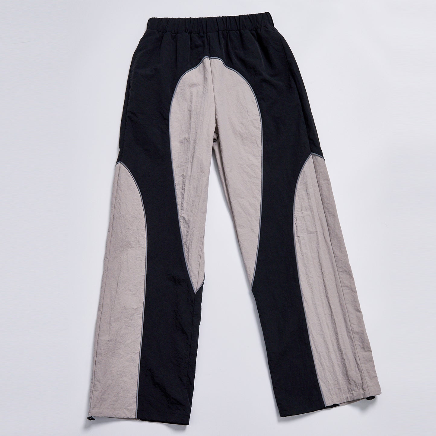 Custom Logo Reflective Piping Contrast Color Windbreaker Pants Unisex Spring Elastic Waist Drawstring Hem Straight Trousers Streetwear Casual Racing Track Pants