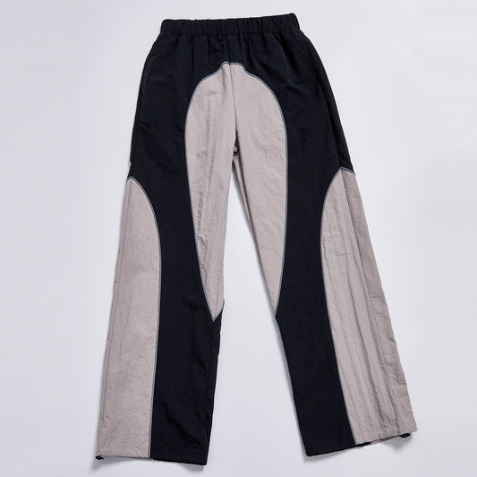 Custom Logo Reflective Piping Contrast Color Windbreaker Pants Unisex Spring Elastic Waist Drawstring Hem Straight Trousers Streetwear Casual Racing Track Pants