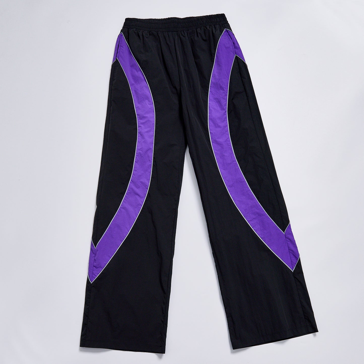 Custom Logo Reflective Piping Contrast Color Unisex Loose Spring Windbreaker Pants Streetwear Casual Racing Track Trousers
