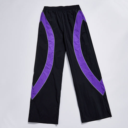 Custom Logo Reflective Piping Contrast Color Unisex Loose Spring Windbreaker Pants Streetwear Casual Racing Track Trousers