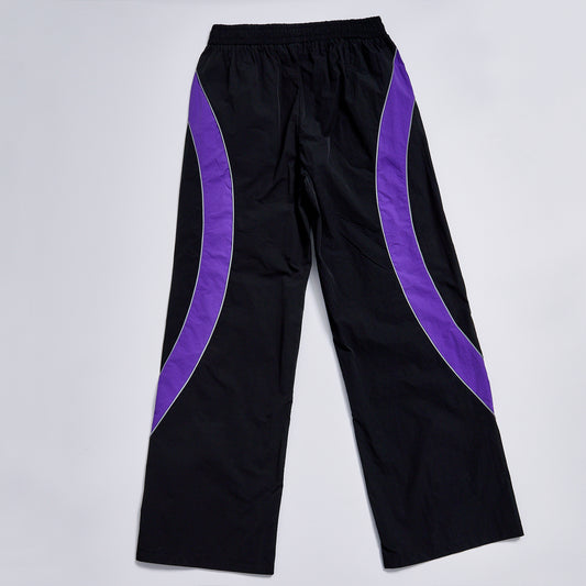 Custom Logo Reflective Piping Contrast Color Unisex Loose Spring Windbreaker Pants Streetwear Casual Racing Track Trousers
