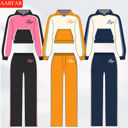Streetwear High Quality Women Tracksuit Set Custom Mid Waist Plain Color Match Raglan Sleeves Woman Hoodie Sportswear SetsStreetwear High Quality Women Tracksuit Set Custom Mid Waist Plain Color Match Raglan Sleeves Woman Hoodie Sportswear Sets