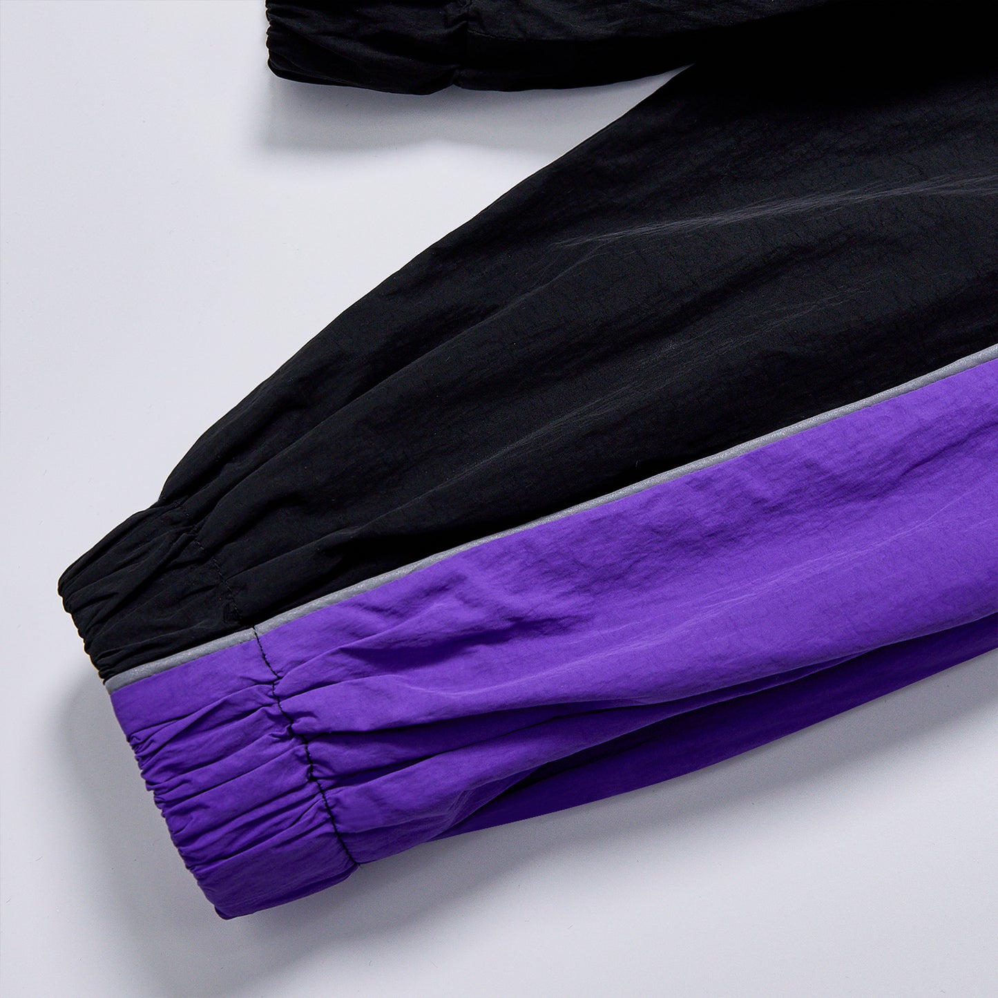Custom Logo Reflective Piping Contrast Color Windbreaker Unisex Spring Stand Collar Zip Up Loose Jacket Streetwear Casual Racing Track Jacket Outerwear Black Purple Splicing
