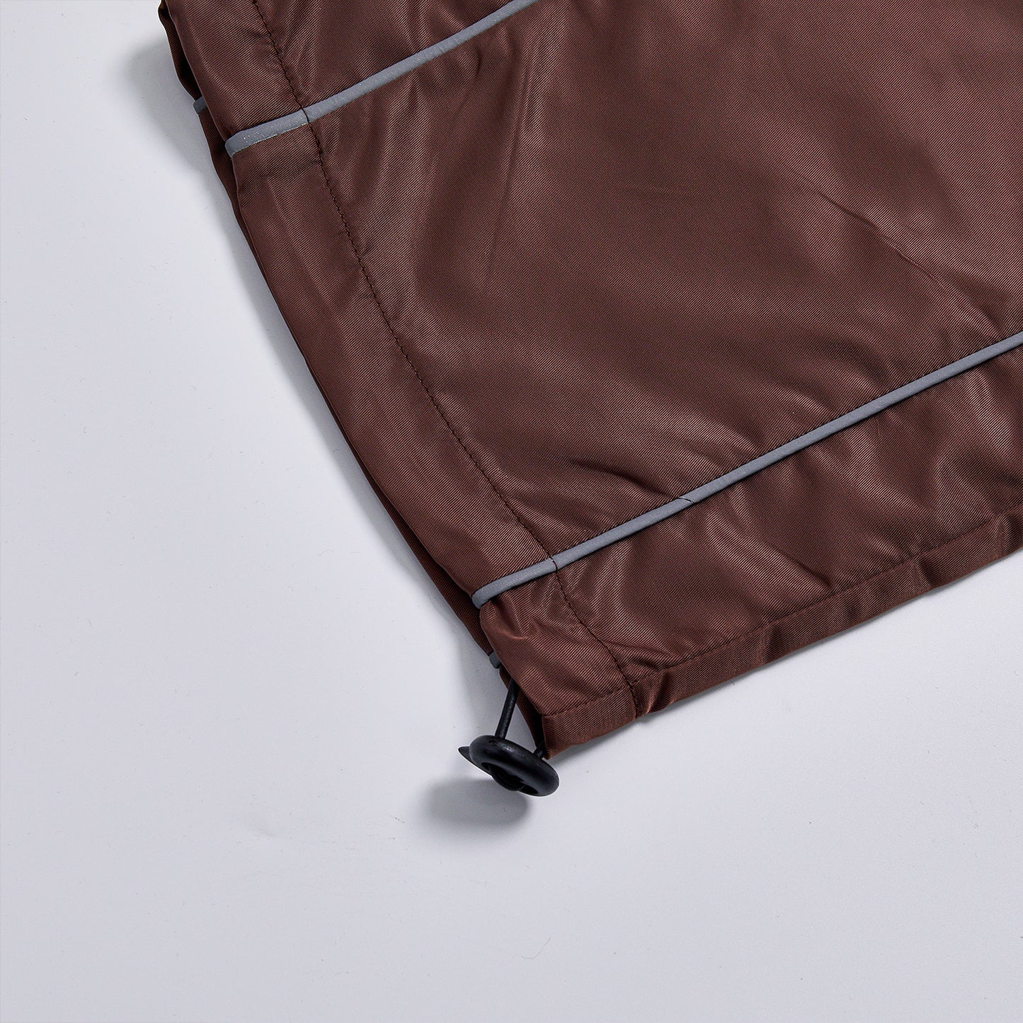 Custom Logo Reflective Piping Contrast Brown Windbreaker Pants Unisex Elastic Waist Drawstring Hem Streetwear Casual Racing Track Trousers