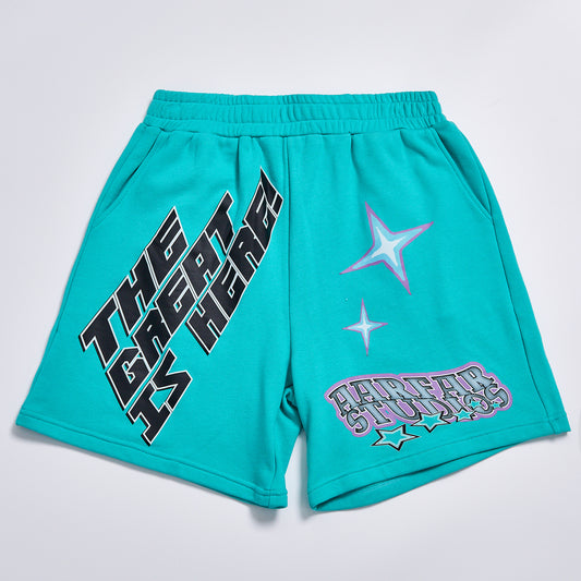 Custom Graphic Star Print Loose French Terry Sweat Shorts Unisex Summer Elastic Waist Casual Streetwear Hip Hop Oversized Workout Shorts With Side Pockets