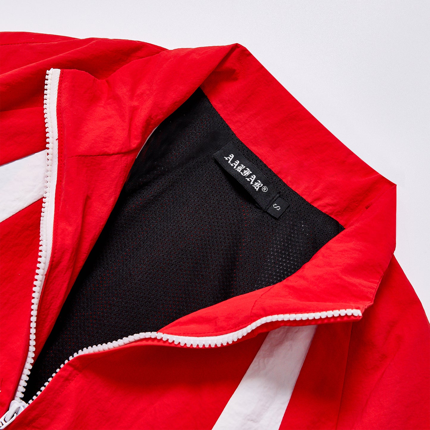 Contrast Panel Red White Stand Collar Zip Up Crop Windbreaker Unisex Streetwear Elastic Hem Racing Track Jacket Custom Logo Casual Outerwear