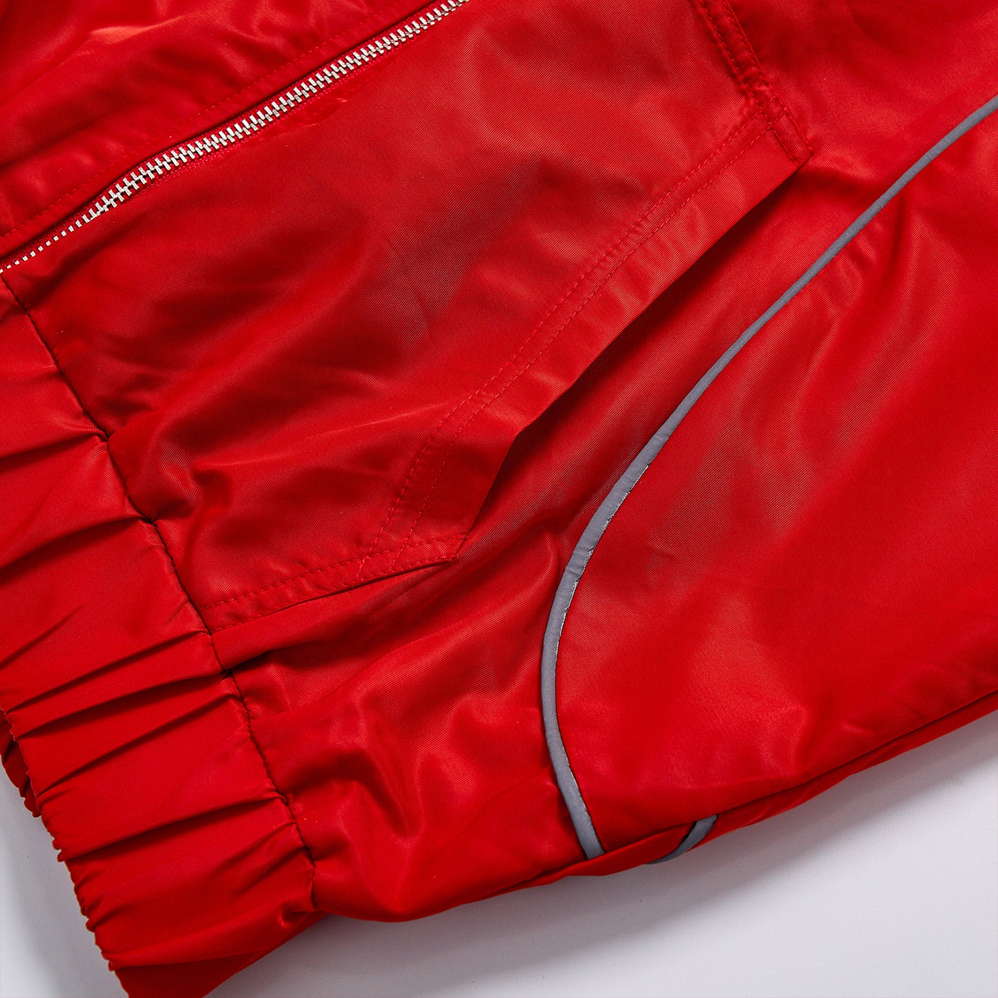 Custom Logo Reflective Piping Red Hooded Windbreaker Unisex Spring Zip Up Loose Streetwear Casual Racing Track Hooded Jacket Outerwear