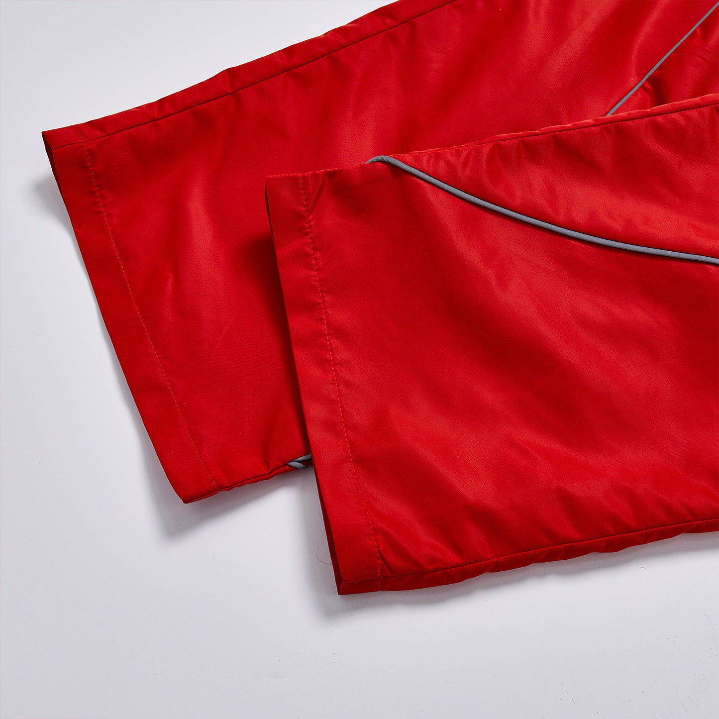 Unisex Red Windbreaker Track Pants Curved Reflective Piping Elastic Waist Lightweight Woven Straight Leg Athletic Wind Pants For Running Outdoor Streetwear