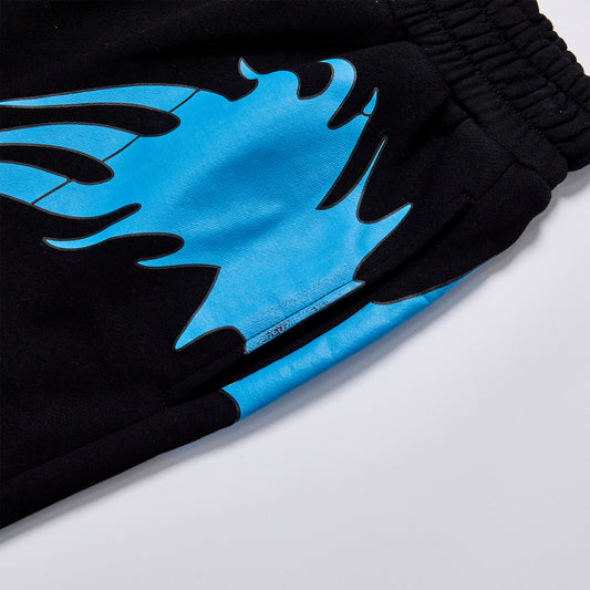 Unisex  Flame Star Graphic Sweat Shorts Hip Hop Streetwear Baggy Cotton Casual Shorts Elastic Waist Graffiti Print Knee Length Sport Shorts For Men Women