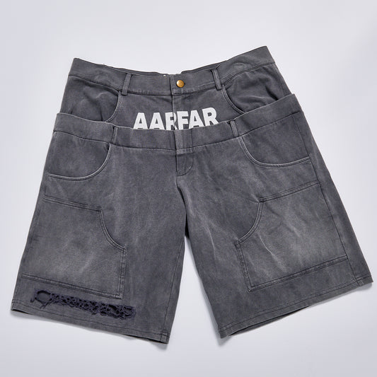 Men Vintage Washed Grey Cargo Shorts Distressed Ripped Multi Pocket Baggy Jorts American Streetwear Bermuda Shorts Custom Logo Streetwear Shorts