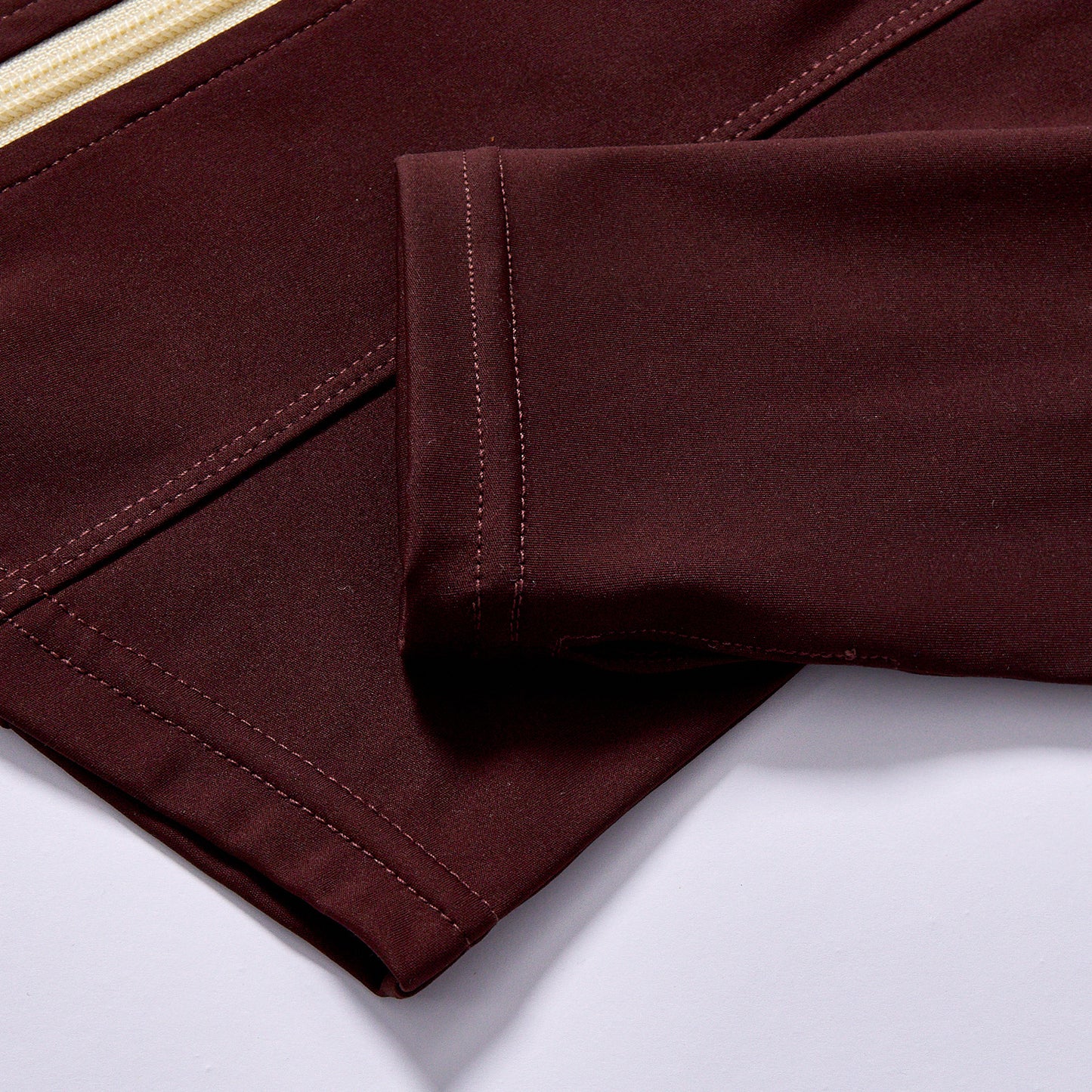 Custom Hot Selling stand collar slim zip workout jacket fitted curved hem yoga running top embroidered logo quick dry workout long sleeve  solid burgundy wine red Thumb Cuff 4-Way Stretch Quick Dry Yoga Running Long Sleeve Outer Coat