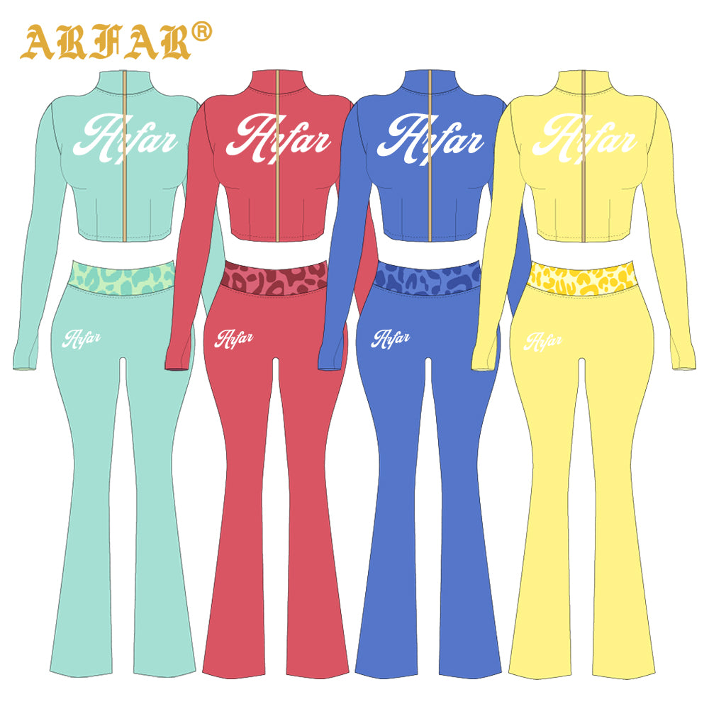 Cheetah Print Women's Two-piece Set Contrast Color High Quality Long Sleeve and Pants Sets Clothes Women Winter