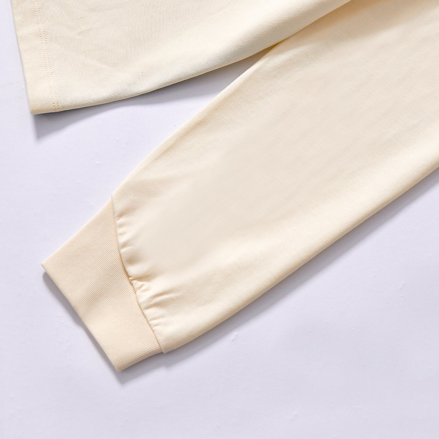 High quality soft heavy combed cotton plain spliced long sleeve crew neck tee drop shoulder relaxed straight fit crew neck base shirt wholesale blank custom logo apparel