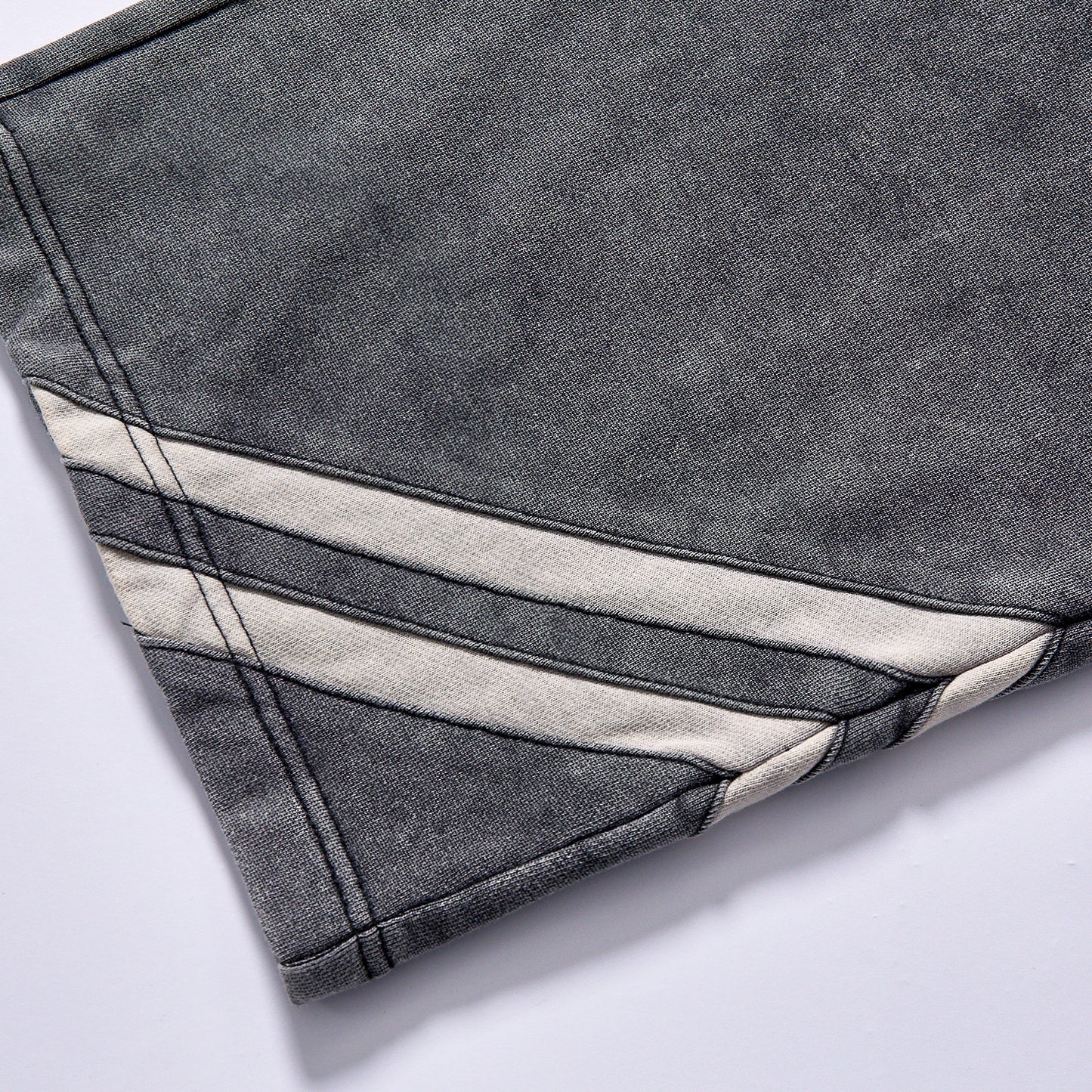bulk wholesale pigment washed elastic waist loose straight track trousers double off white diagonal stripes on leg bottom unisex relaxed straight athletic sweat pants  city walk couple matching set