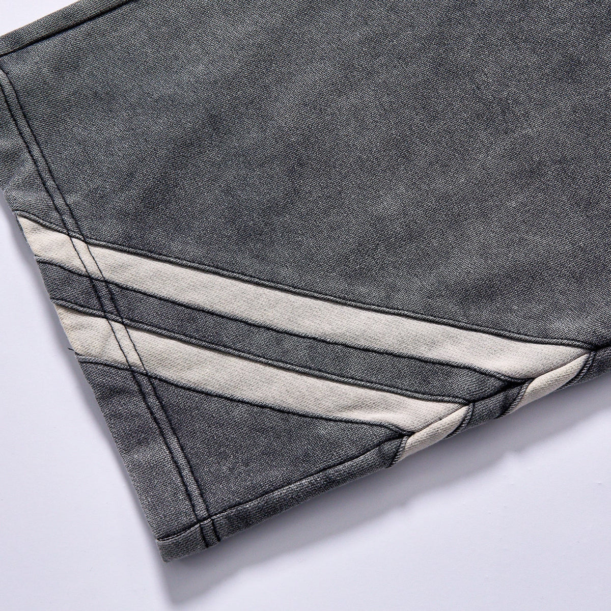bulk wholesale pigment washed elastic waist loose straight track trousers double off white diagonal stripes on leg bottom unisex relaxed straight athletic sweat pants  city walk couple matching set