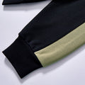 Black & Olive Color-Block Zip Hoodie