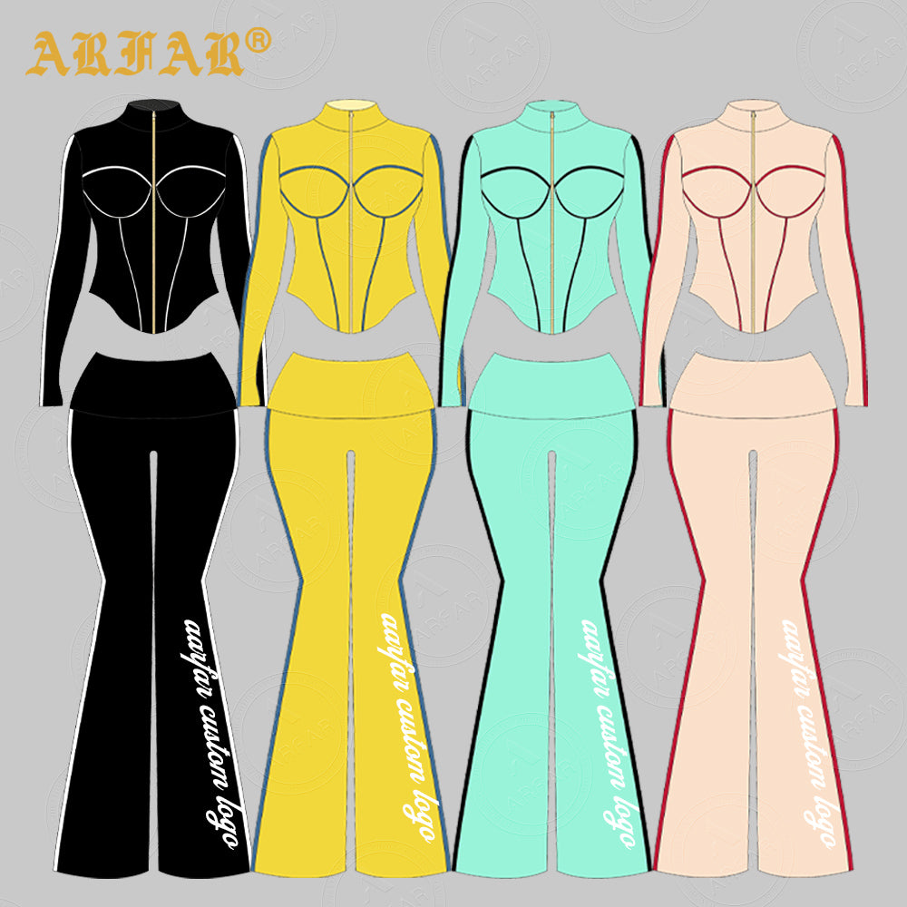 2 Piece Set Women Clothing Manufacturers Striped Color Block Hoodie and Sweatpants Women Custom Tracksuit Set