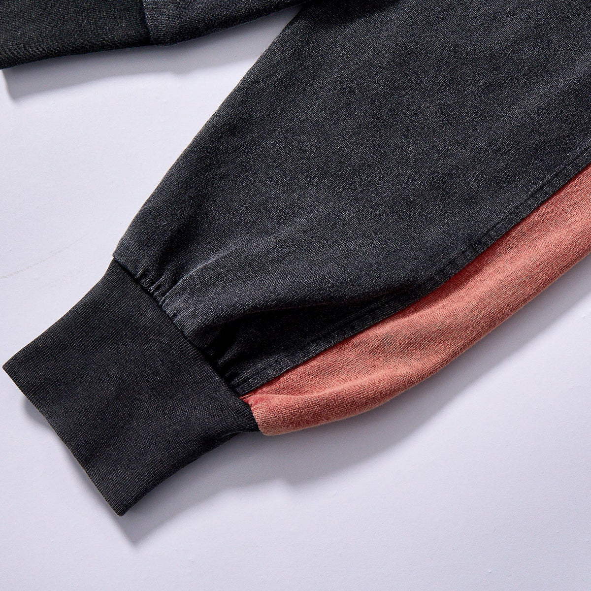 hot selling pigment washed raglan sleeve stripe fleece top drop shoulder relaxed fit unisex loose retro athletic long sleeve sweatshirt daily commute casual loungewear