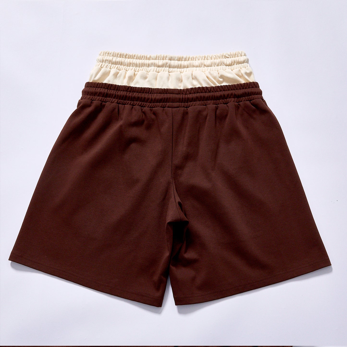 bulk wholesale drawstring loose knee fleece shorts matching two tone drawcord retro street summer athletic bottoms city walk couple matching set
