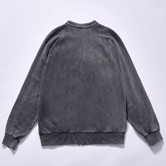 Custom logo factory direct stand collar full zip vintage track coat rib elastic cuffs hem rib elastic cuffs hem drop shoulder relaxed fit city walk couple matching set