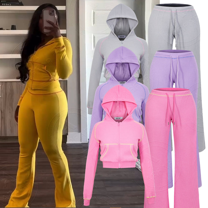 Waffle-Knit Two-Piece Set