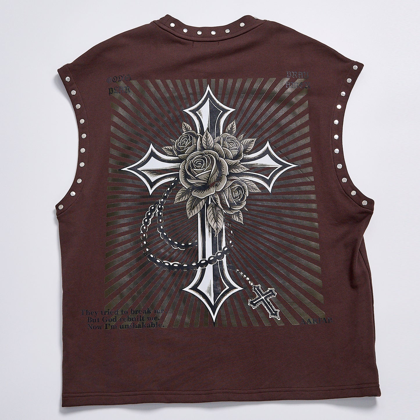Gothic Jesus Graphic Studded Sleeveless Vest Men Loose Fit Punk Streetwear Save Me Print Cut Off Tank Top