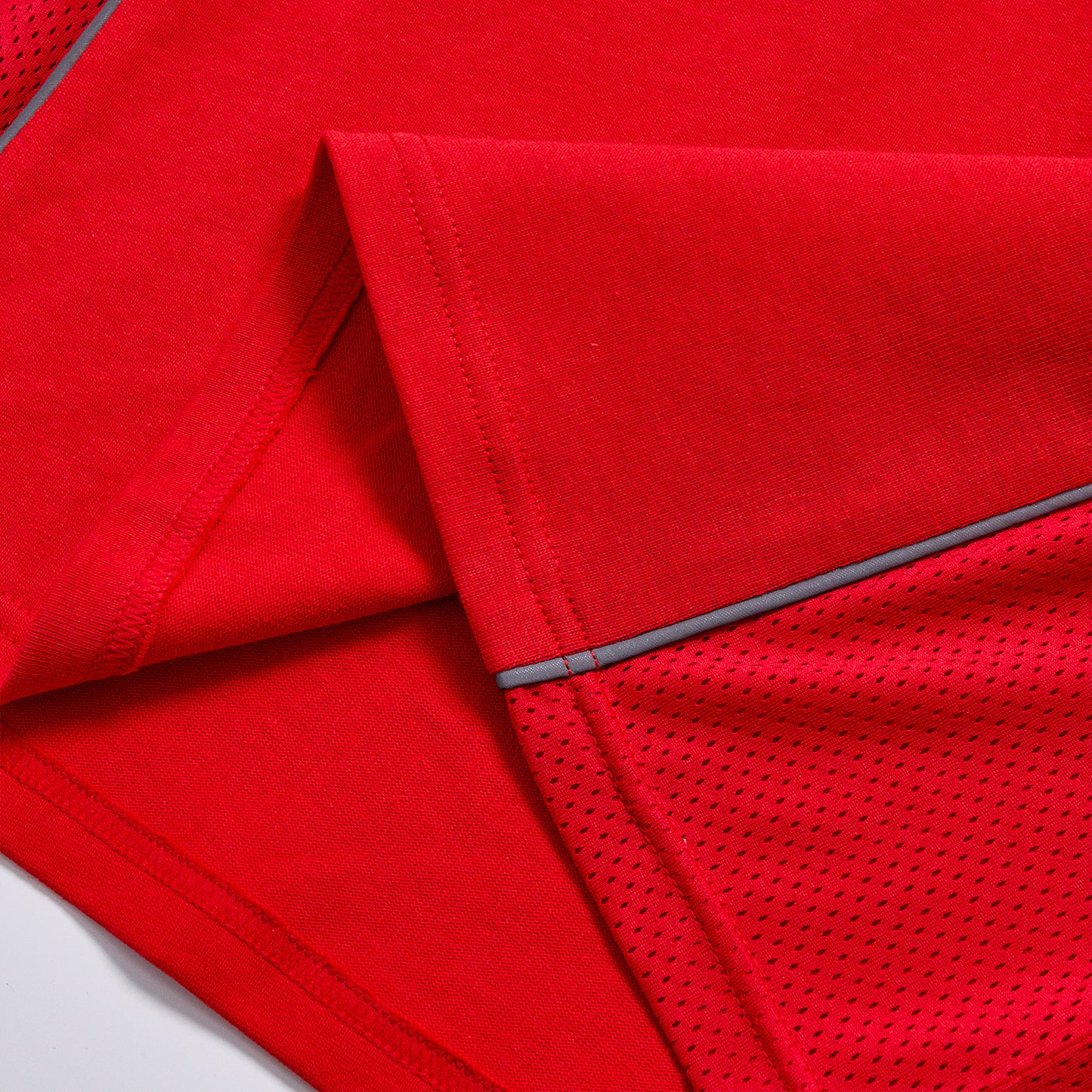Reflective Piping Mesh Spliced Boxy Cropped T-Shirt Unisex Breathable Quick Dry Athletic Streetwear Short Sleeve Running Gym Top