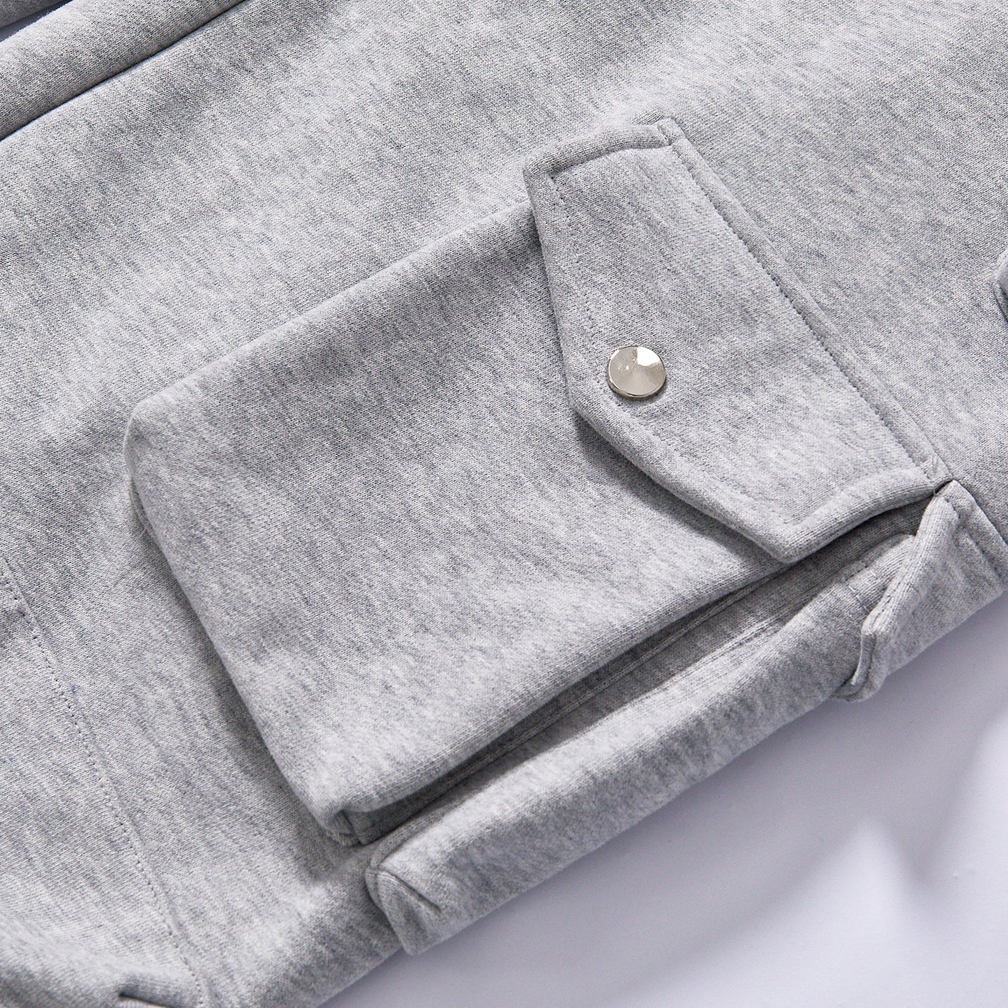 custom logo heather grey men cargo sweat pants  multiple side pockets loose wide leg trousers breathable thick casual utility trousers streetwear casual bottoms street fashion daily commuting