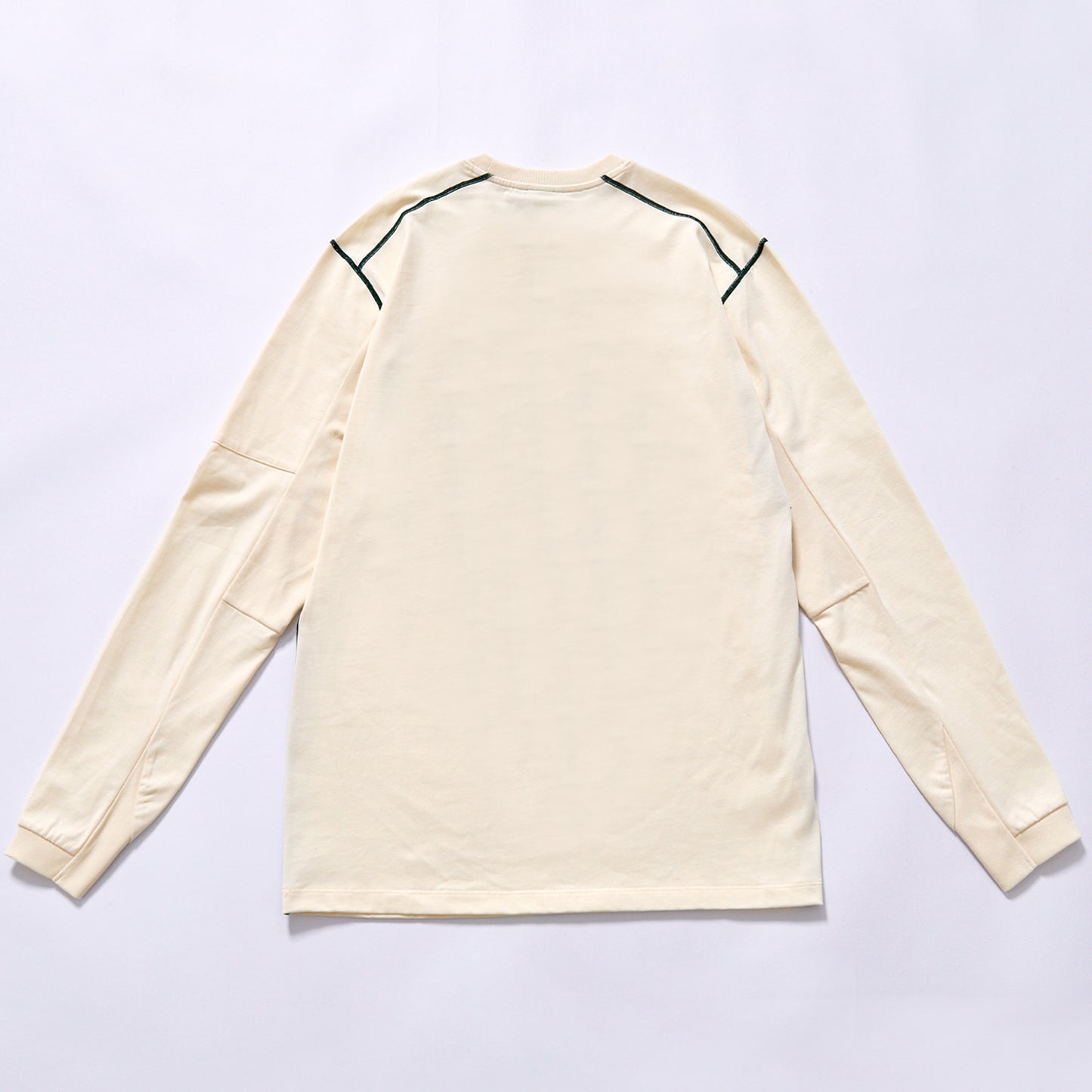 High quality soft heavy combed cotton plain spliced long sleeve crew neck tee drop shoulder relaxed straight fit crew neck base shirt wholesale blank custom logo apparel