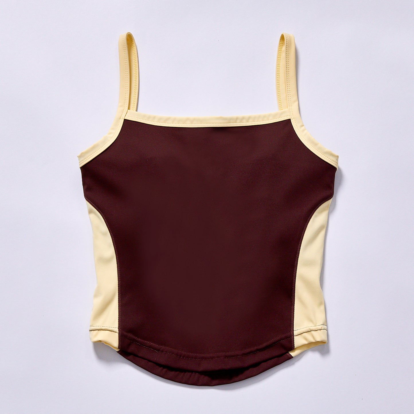 Custom Fashion spaghetti strap curve waist yoga tank waist shaping seamless yoga cami coffee brown main body yoga pilates training