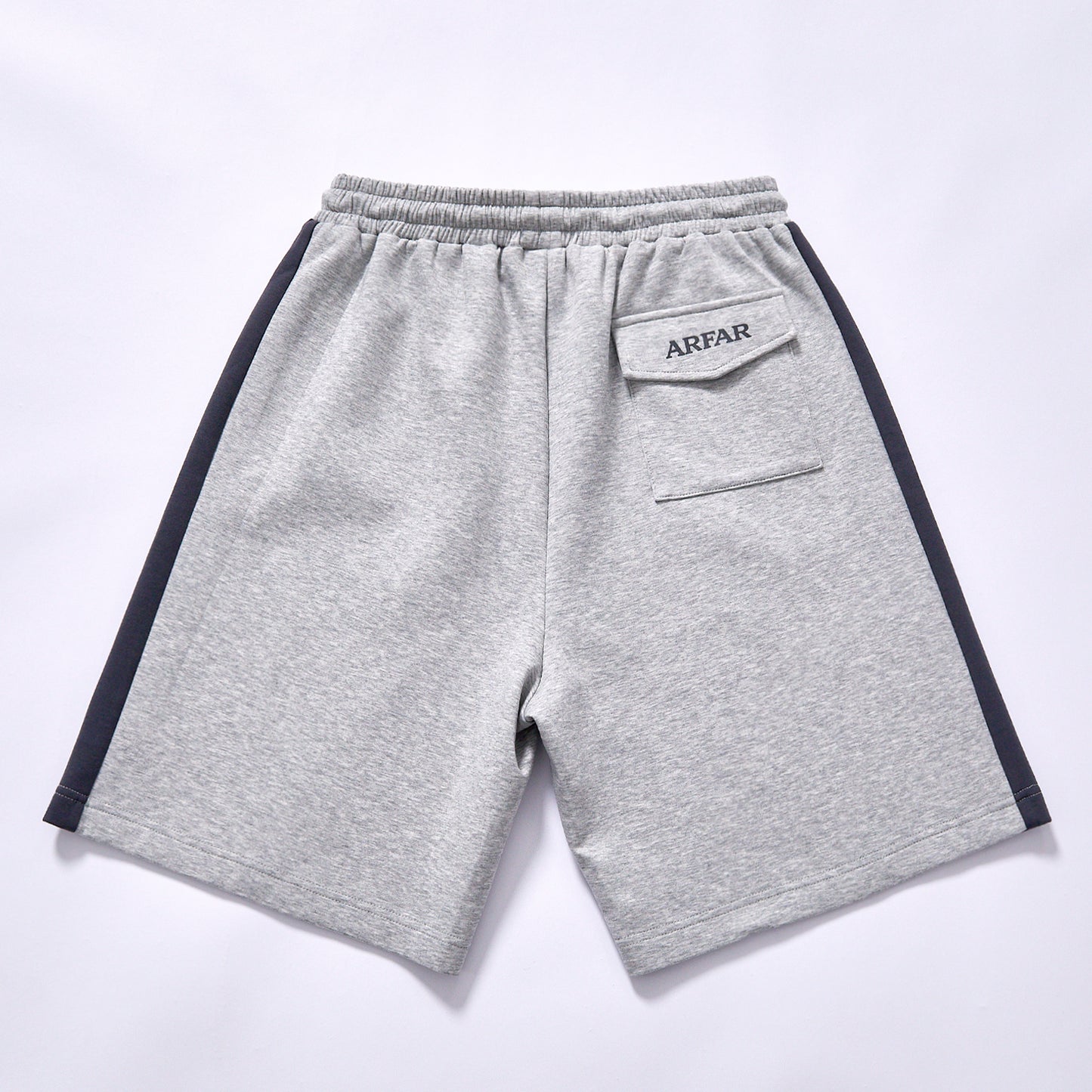 custom logo color block men sweat shorts  elastic waist relaxed fit knee adjustable drawstring deep side pockets heather grey color block summer daily dressing jogging fitness