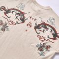 customized High Quality T shirt breathable anti-transparent thick cotton retro street layering tee full back double dragon phoenix cloud flame graphic print  t-shirt  cultural trend outfit  wholesale custom graphic blank apparel