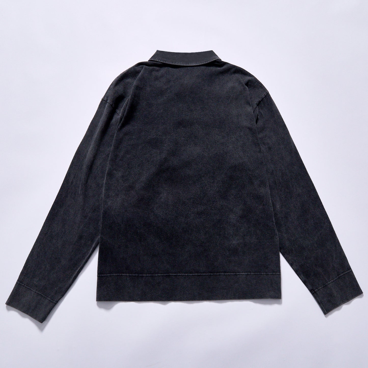 hot selling custom logo  long sleeve pullover drop shoulder relaxed oversized fit faded black pocket embroidery casual pullover daily business casual commute look