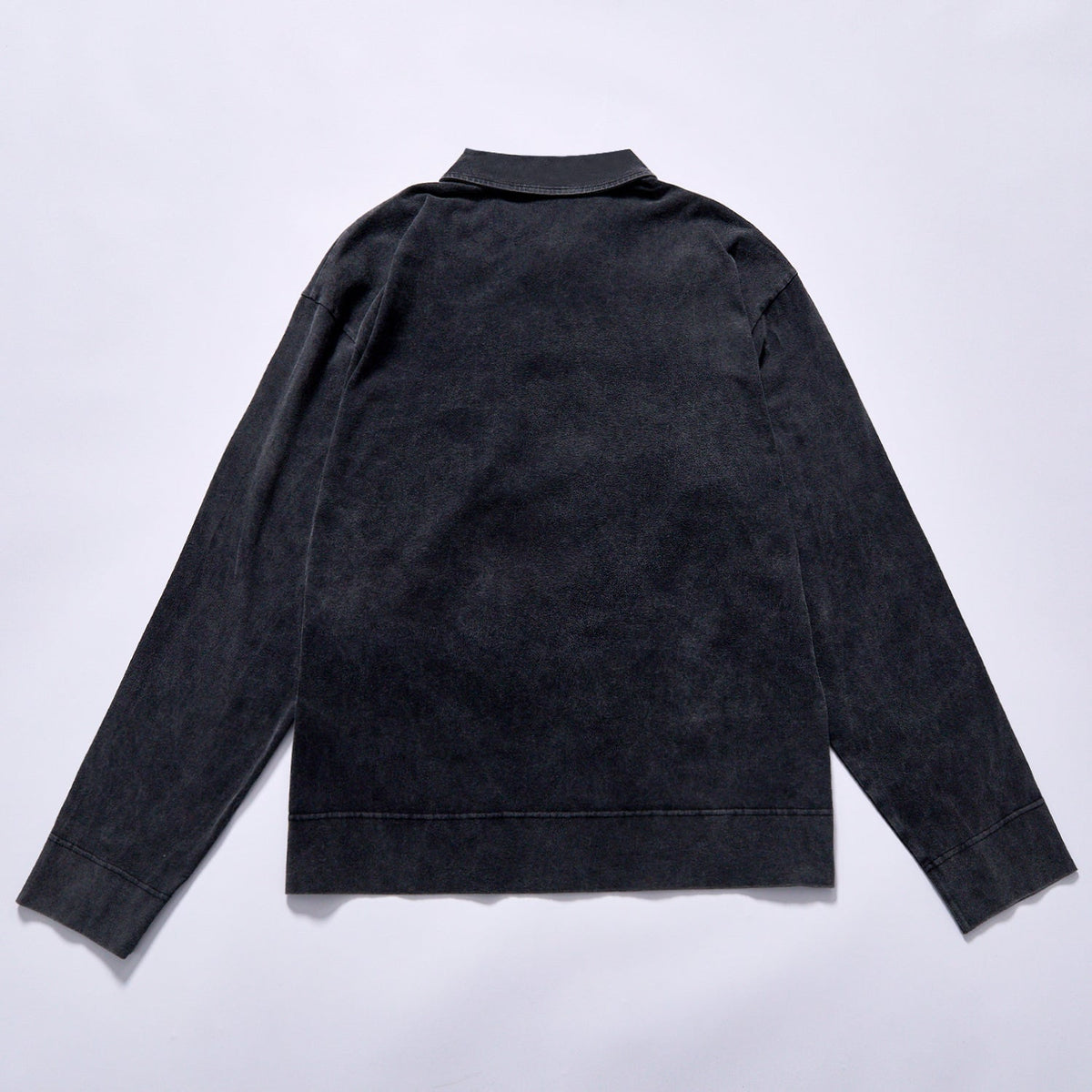 hot selling custom logo  long sleeve pullover drop shoulder relaxed oversized fit faded black pocket embroidery casual pullover daily business casual commute look