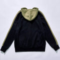 Black & Olive Color-Block Zip Hoodie