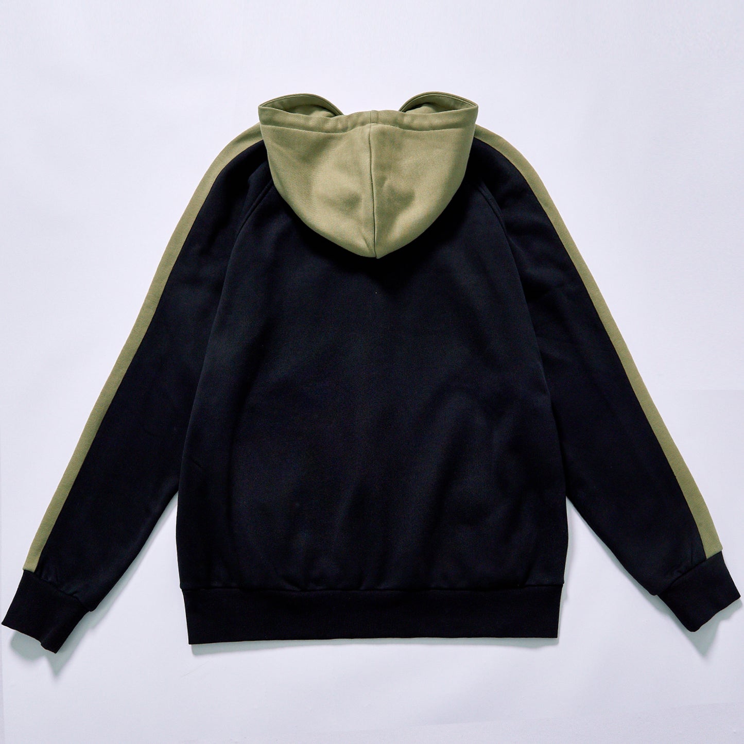 custom logo black olive color block zip up hoodie men raglan sleeve men color block zip hoodie raglan sleeve fleece sweatshirt loose fit hooded jacket casual street top daily casual streetwear skate travel spring autumn outfit