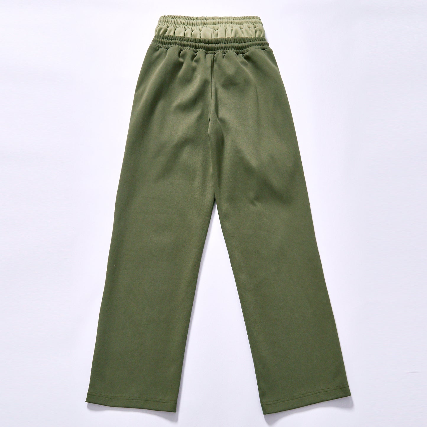 Custom factory direct fake two piece spliced waist straight track trousers side slip pockets unisex loose wide leg fleece sweat pants  daily commute