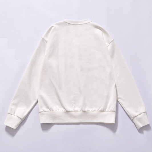 hot selling custom crew neck letter printed sweatshirt t plain cotton fleece pullover casual basic sports top loose boxy fit seamless side seams daily casual outfit