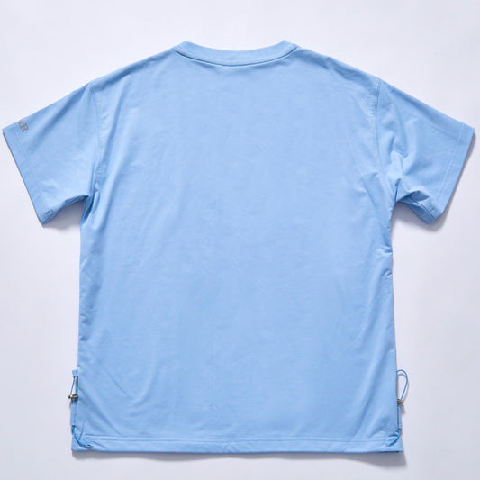 custom light blue men plain cotton t adjustable hem drawstring relaxed casual crew neck t shirt outfits jogging street leisure home