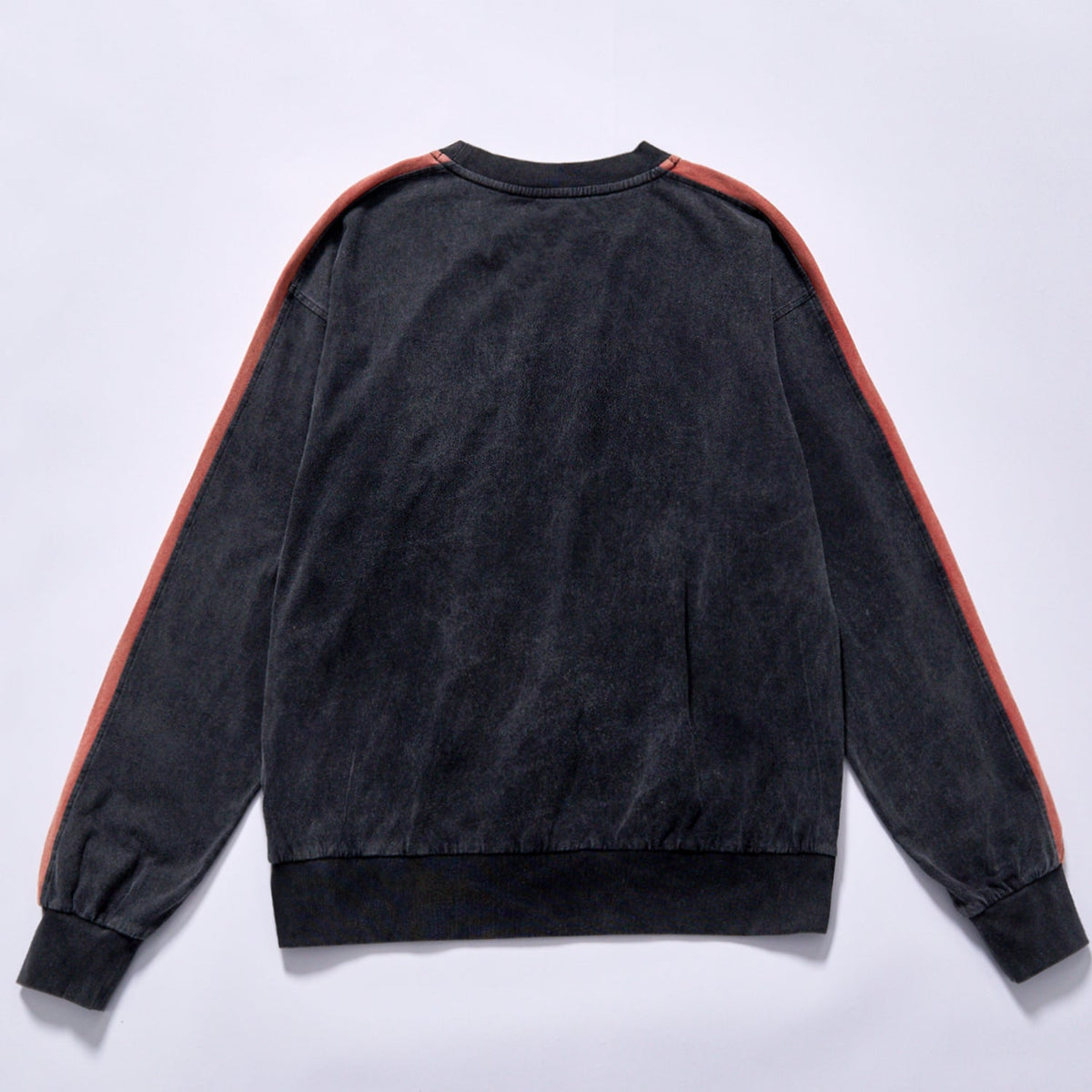 hot selling pigment washed raglan sleeve stripe fleece top drop shoulder relaxed fit unisex loose retro athletic long sleeve sweatshirt daily commute casual loungewear