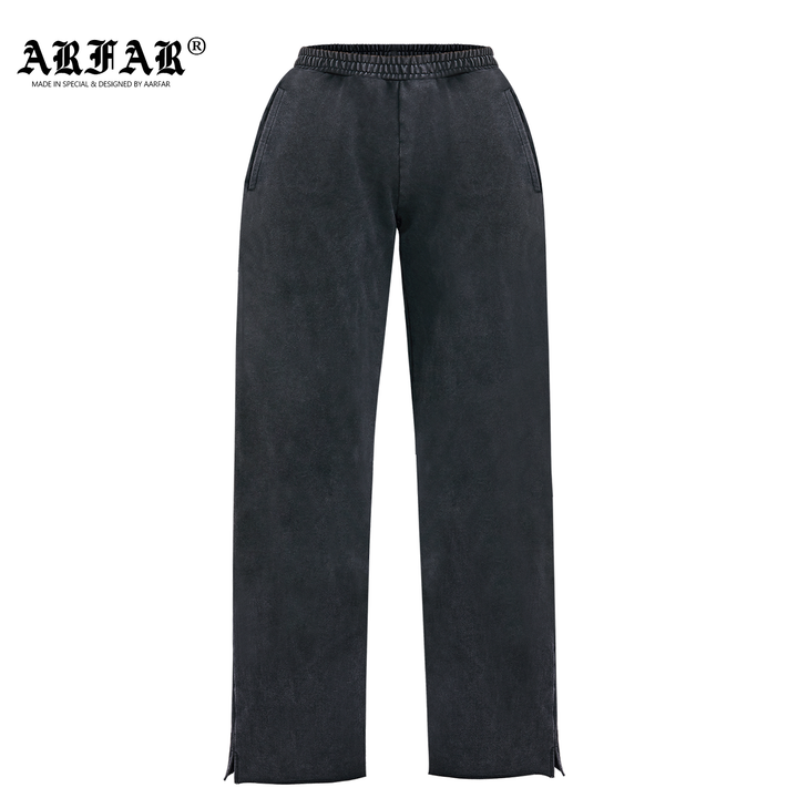 Black Washed Split-Hem Pants