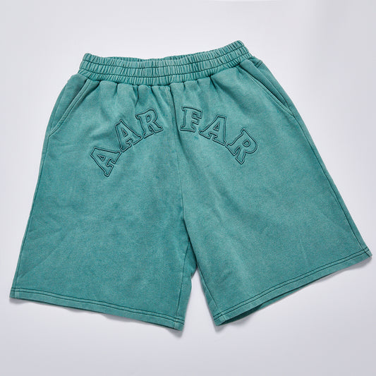 Vintage Washed Embroidery Letter Sweat Shorts Unisex Summer Elastic Waist Loose Fit Casual Streetwear Sport Gym Jogger Shorts