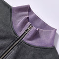 hot selling rib color block collar cuff hem zip up coat elastic rib cuffs & bottom hem unisex loose faded athletic fleece jacket daily commute casual outer layer