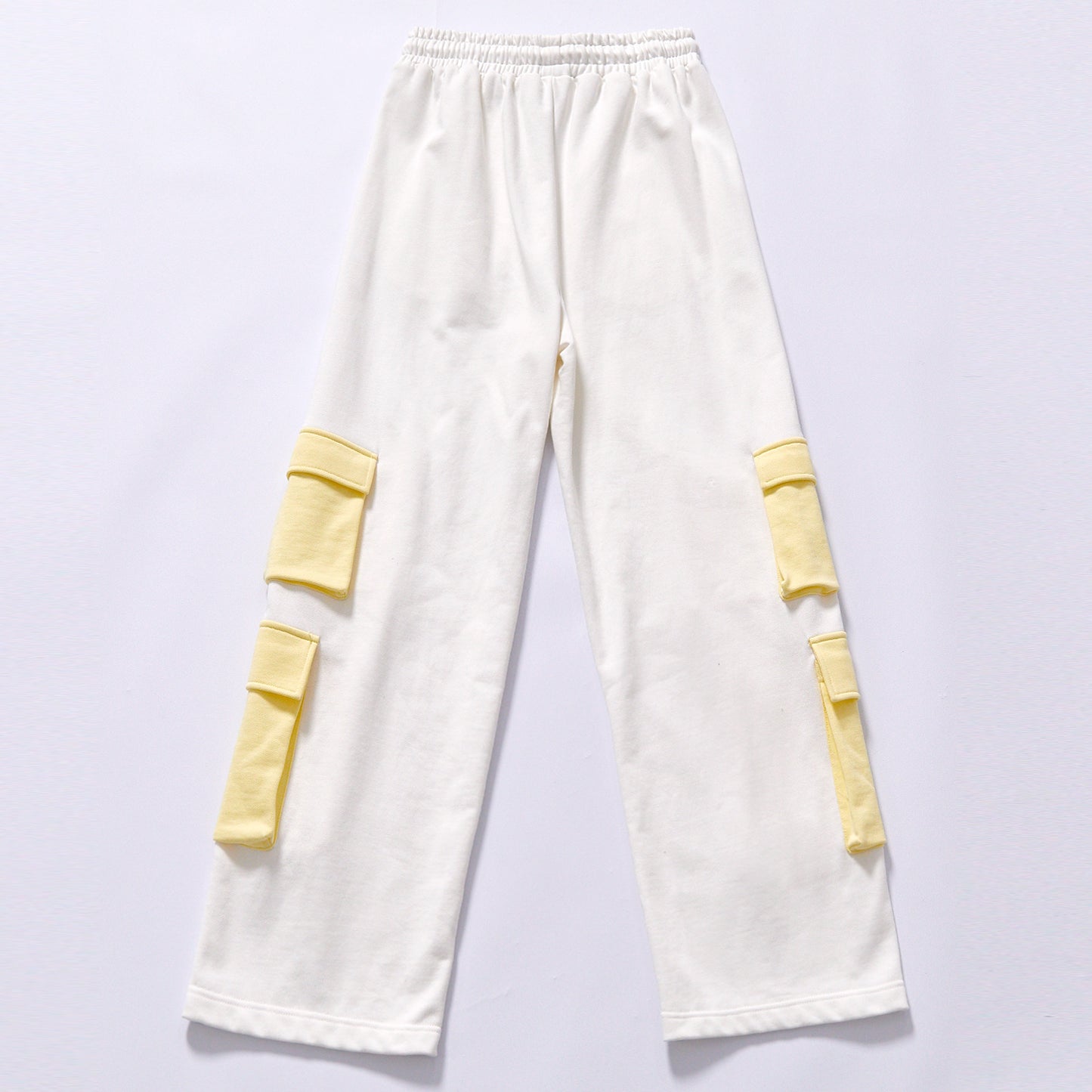 hot selling custom logo elastic drawstring waist fleece cargo trousers full length straight draped wide leg cut  loose korean streetwear jogger pants city walk couple matching set