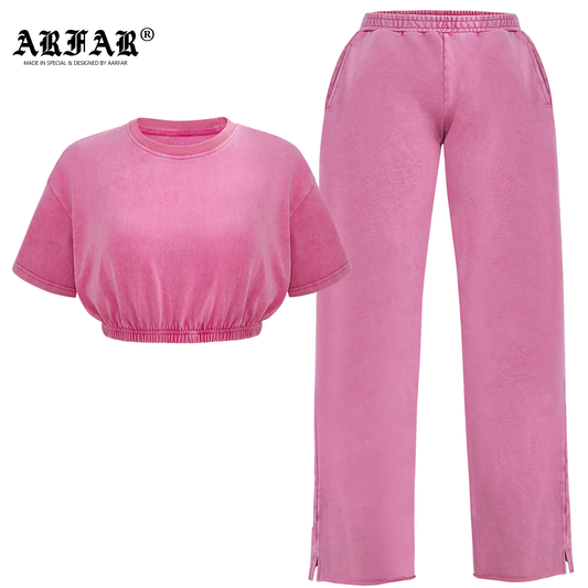 Crop top women t-shirt women 2 piece pant sets